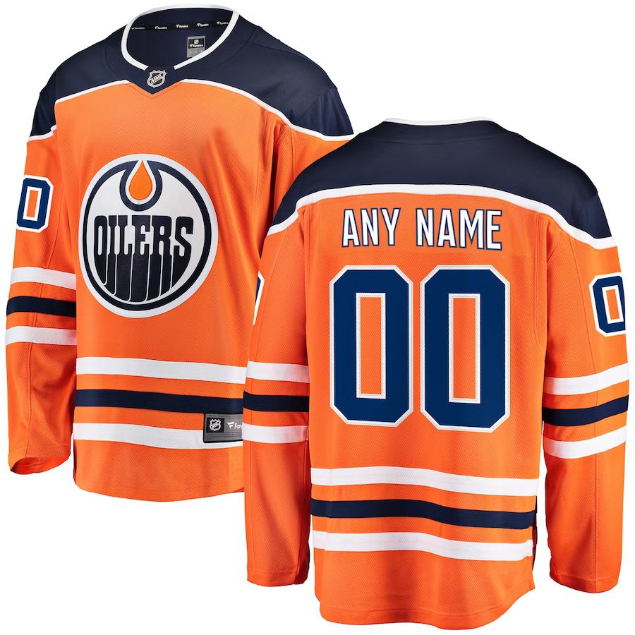 Men Edmonton Oilers Fanatics Branded Orange Home Breakaway Custom NHL Jersey